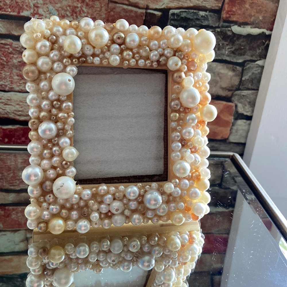 Pearl Embellished 4 x 4.5” Wooden Frame